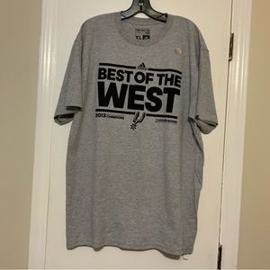 NWOT adidas Spurs Best of the West 2013 Champions Gray short Sleeves Tee
